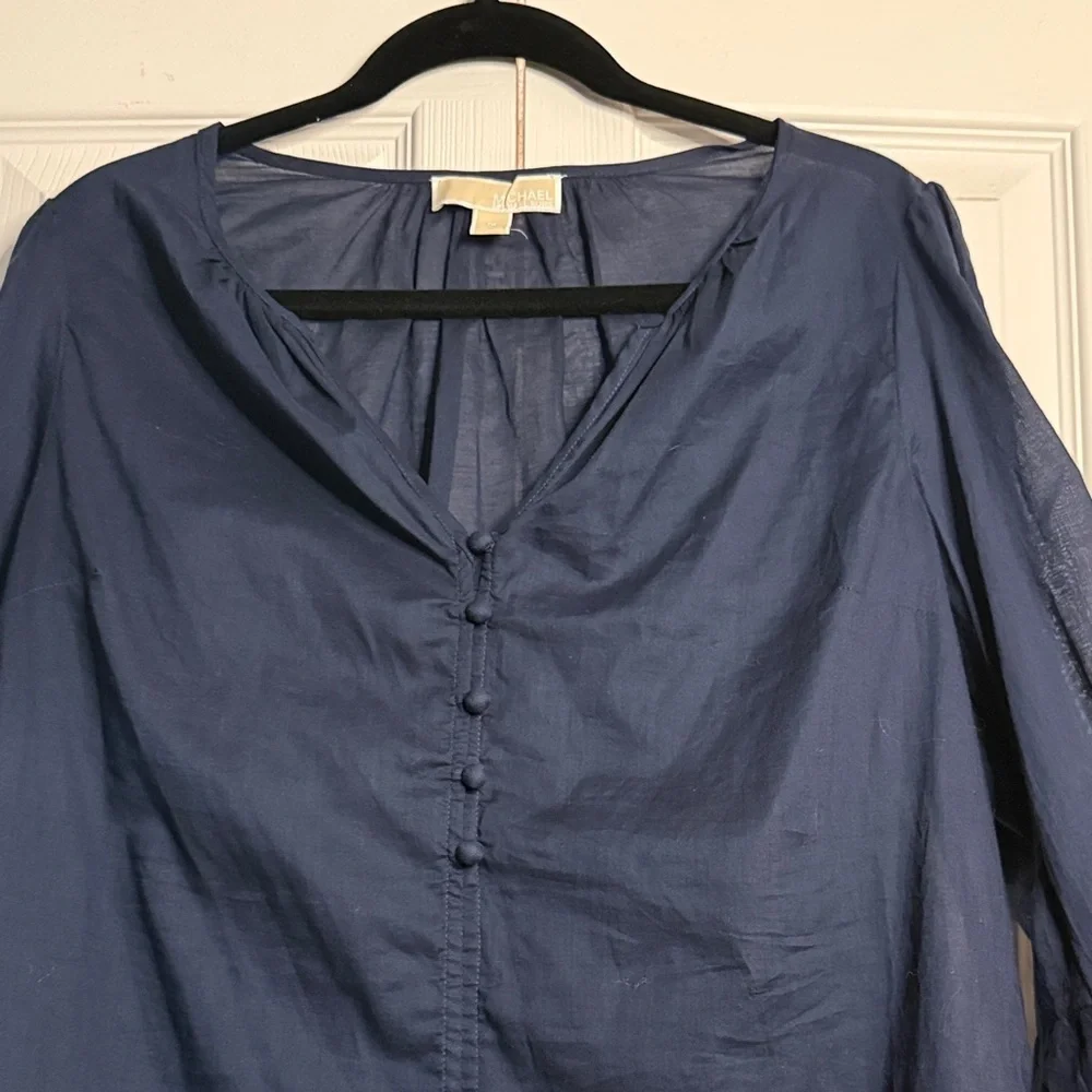 Michael Kors 100% Navy Blouse with Bell Sleeves size M